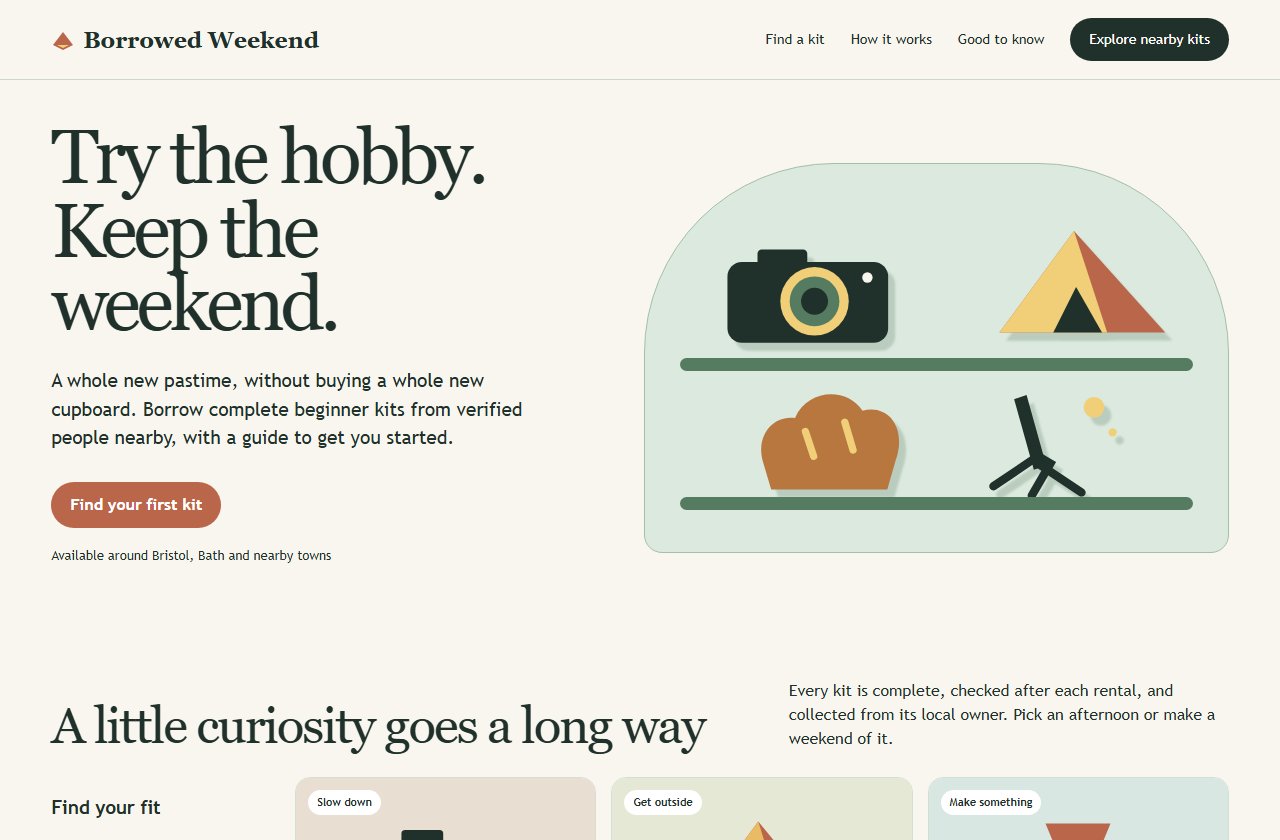 Borrowed Weekend design by Sol, with skills